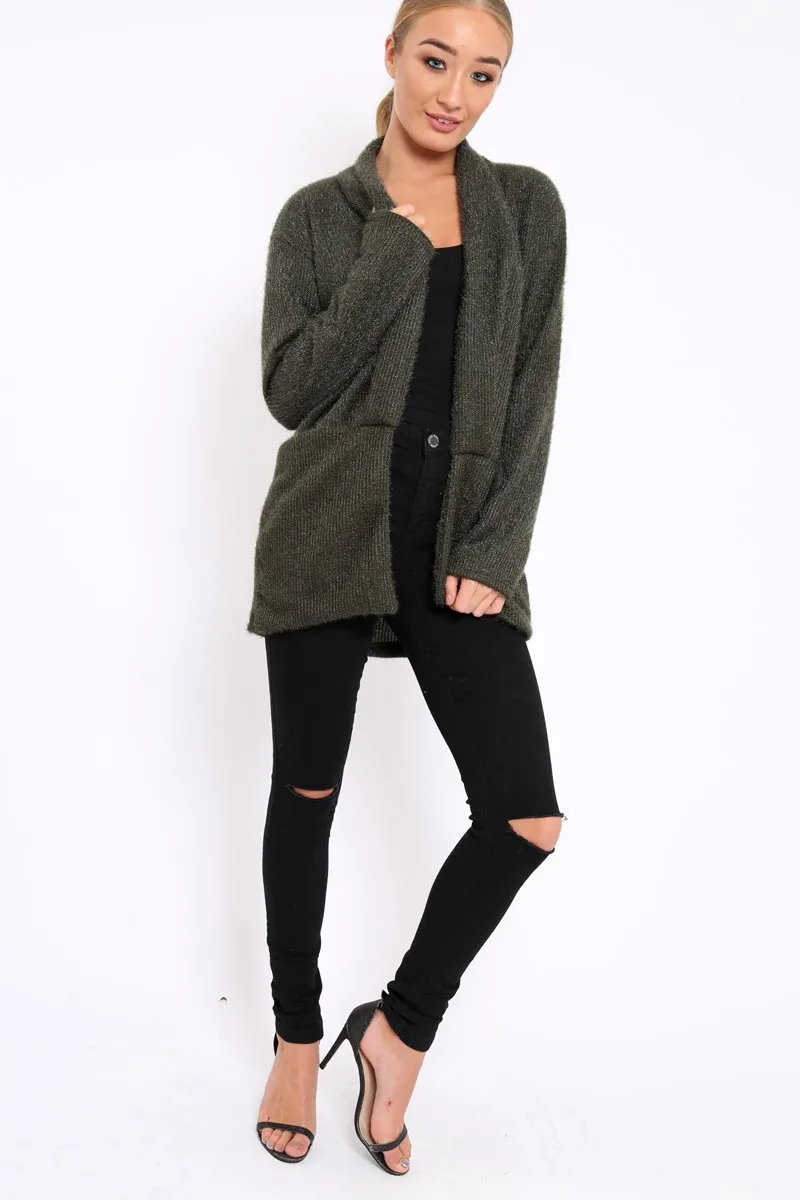 Khaki Shimmery Cardigan - Nicky
