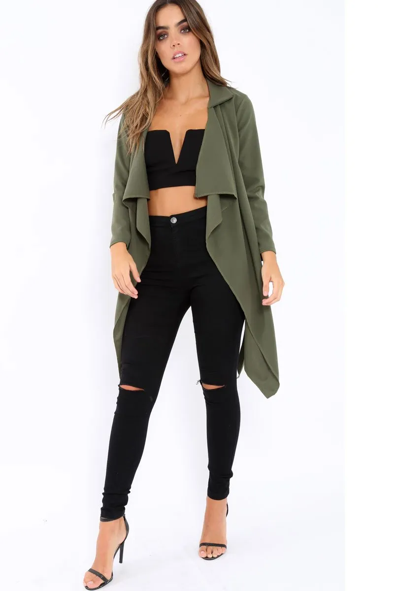 Khaki Waterfall Frill Jacket - Bexley