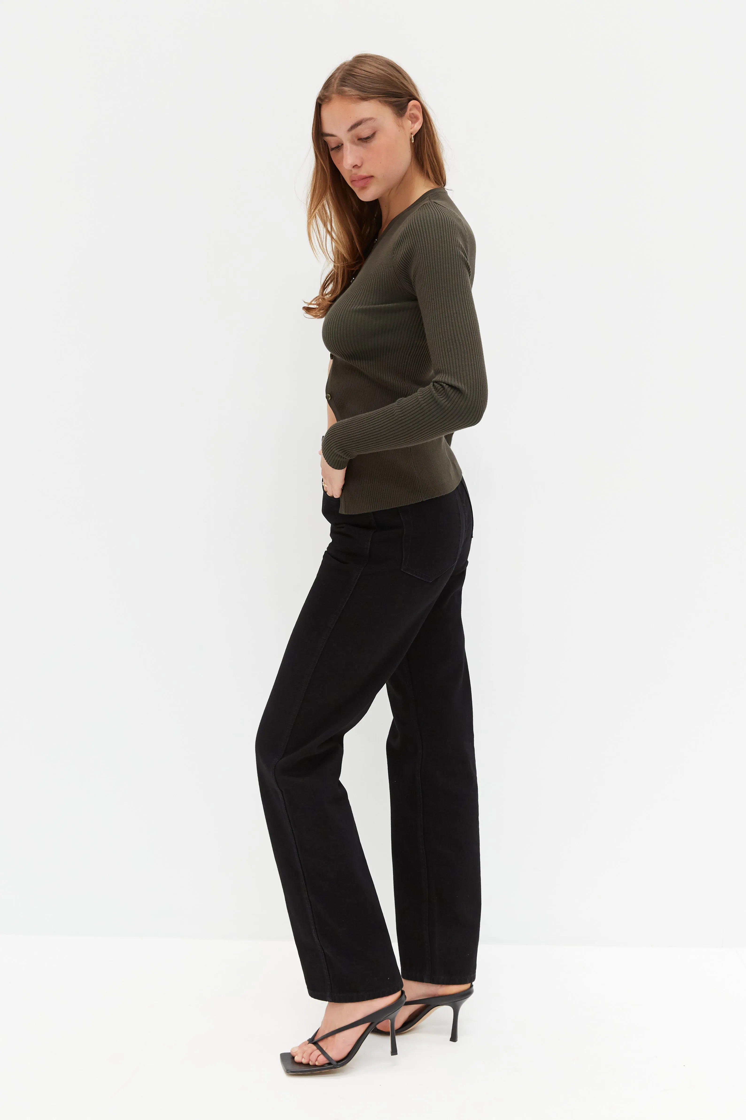 Knit Charlotte Cardigan - Khaki Green