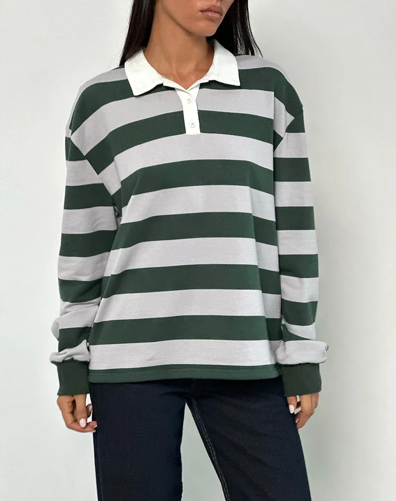 Kumara Rugby Shirt in Green, Khaki and White