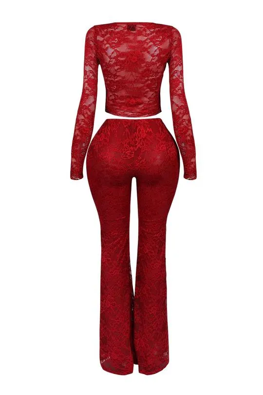 Lace Top & Wide Pants SET