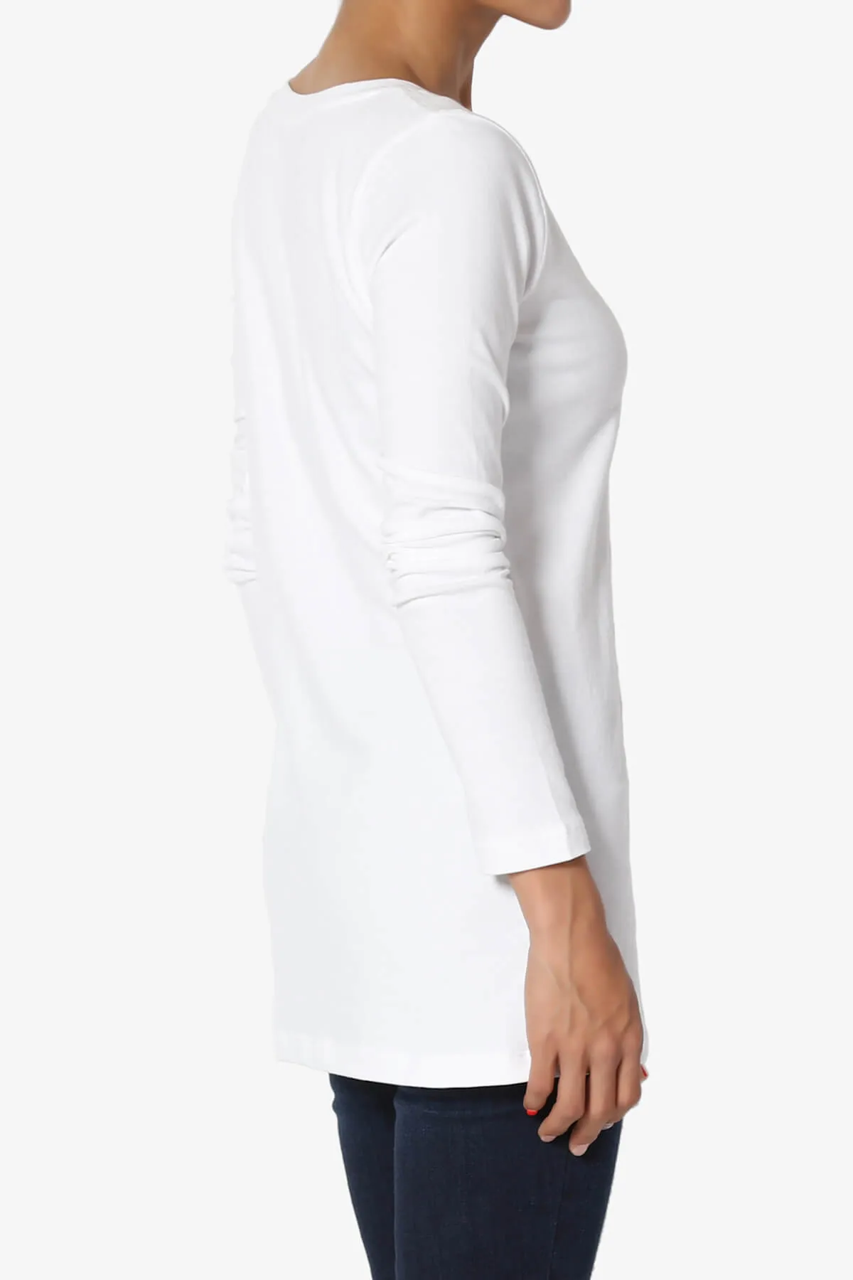 Lasso Cotton V-Neck Long Sleeve Tee PLUS