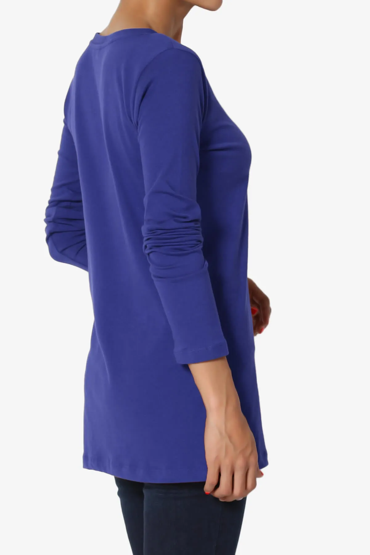 Lasso Cotton V-Neck Long Sleeve Tee PLUS