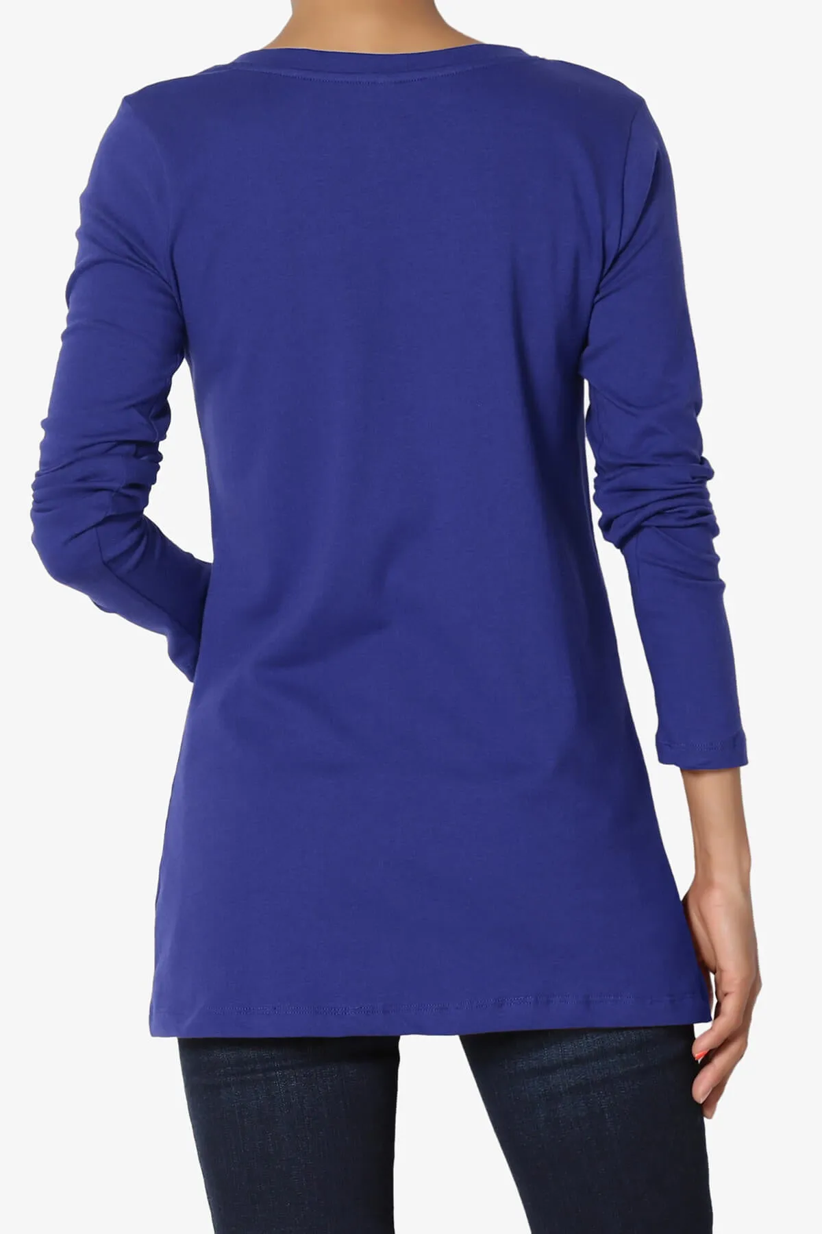 Lasso Cotton V-Neck Long Sleeve Tee PLUS