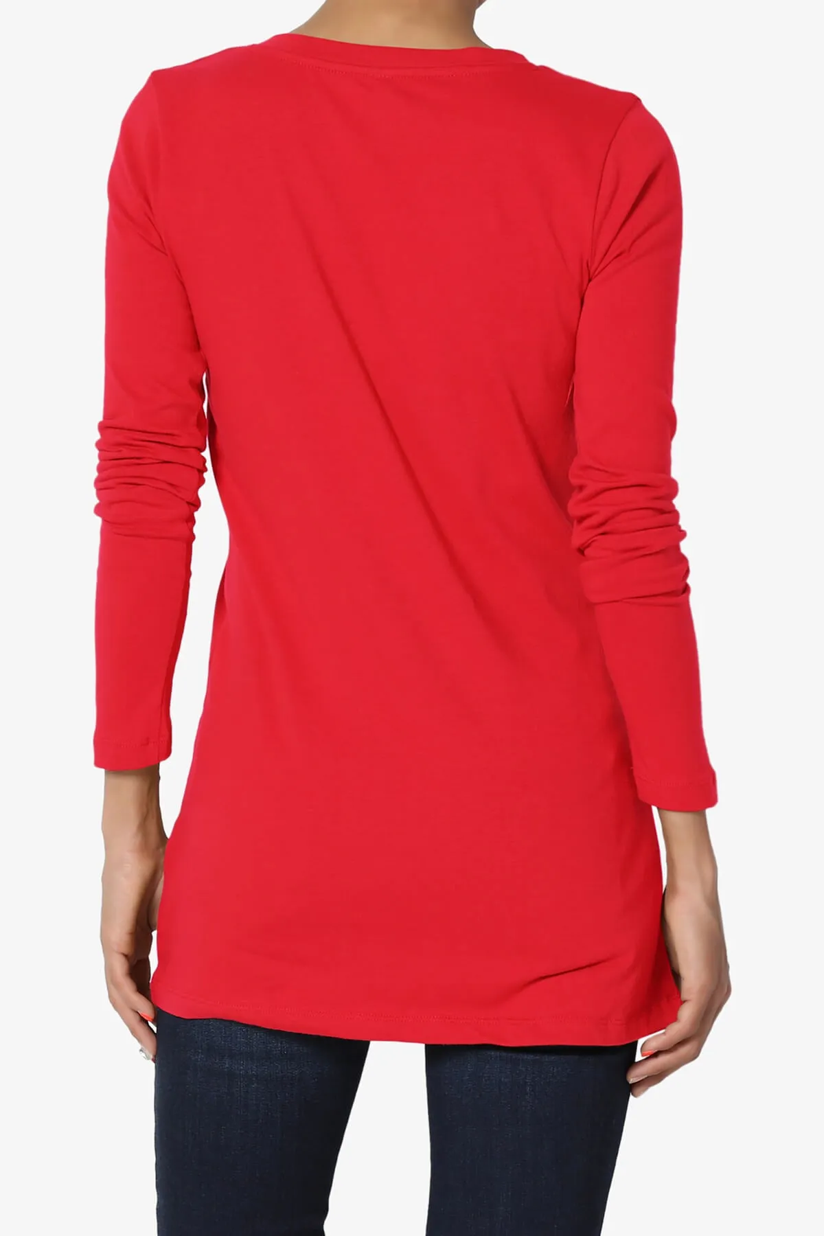 Lasso Cotton V-Neck Long Sleeve Tee PLUS