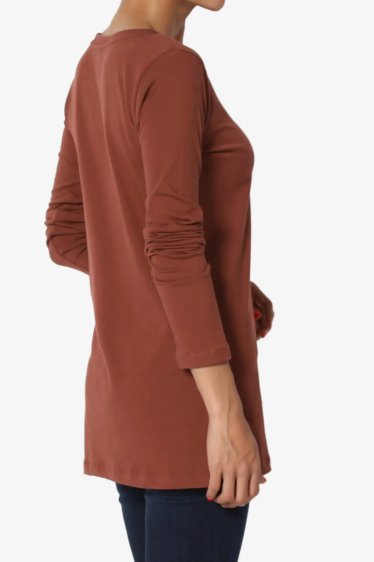 Lasso Cotton V-Neck Long Sleeve Tee PLUS
