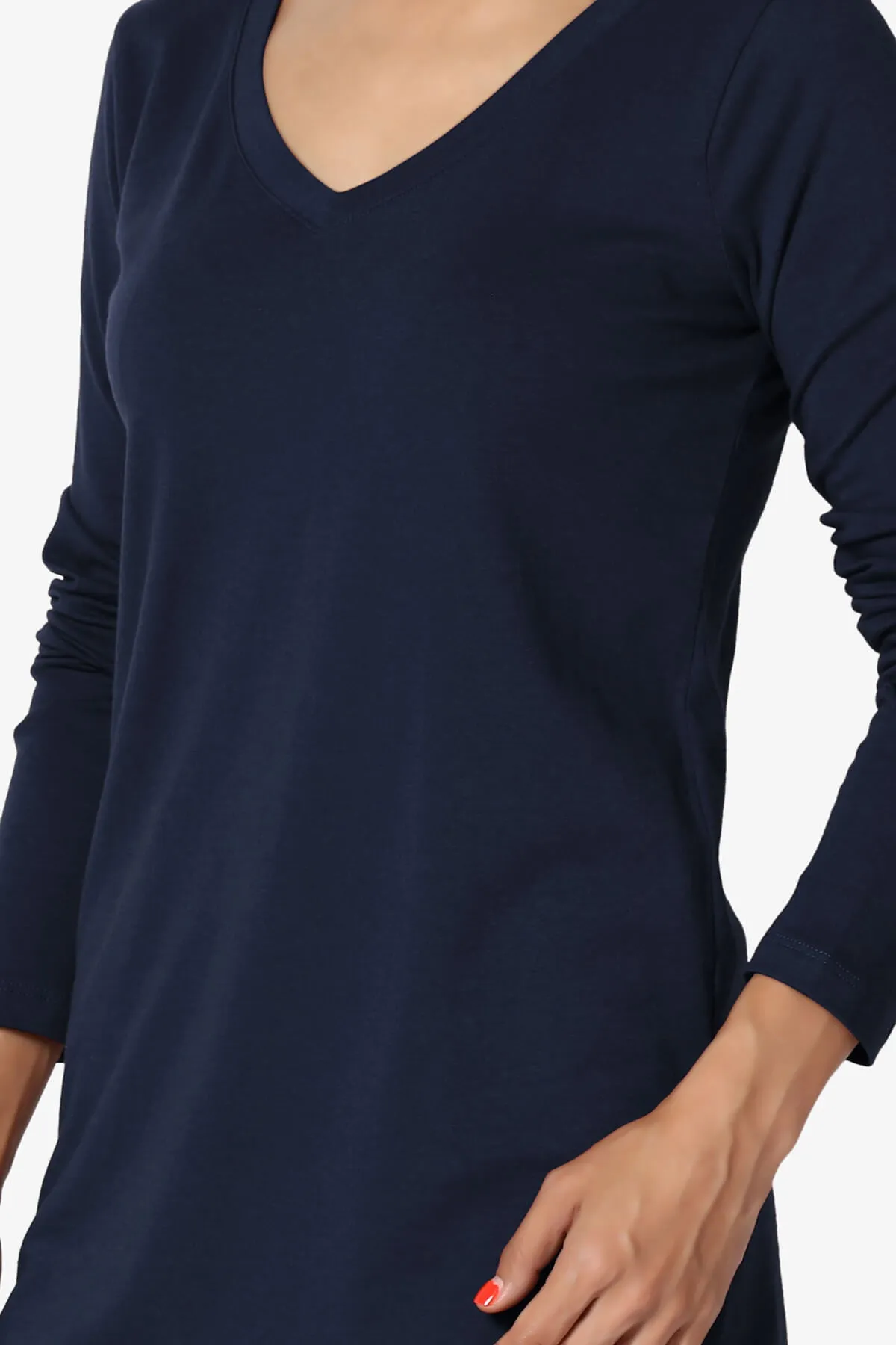 Lasso Cotton V-Neck Long Sleeve Tee PLUS