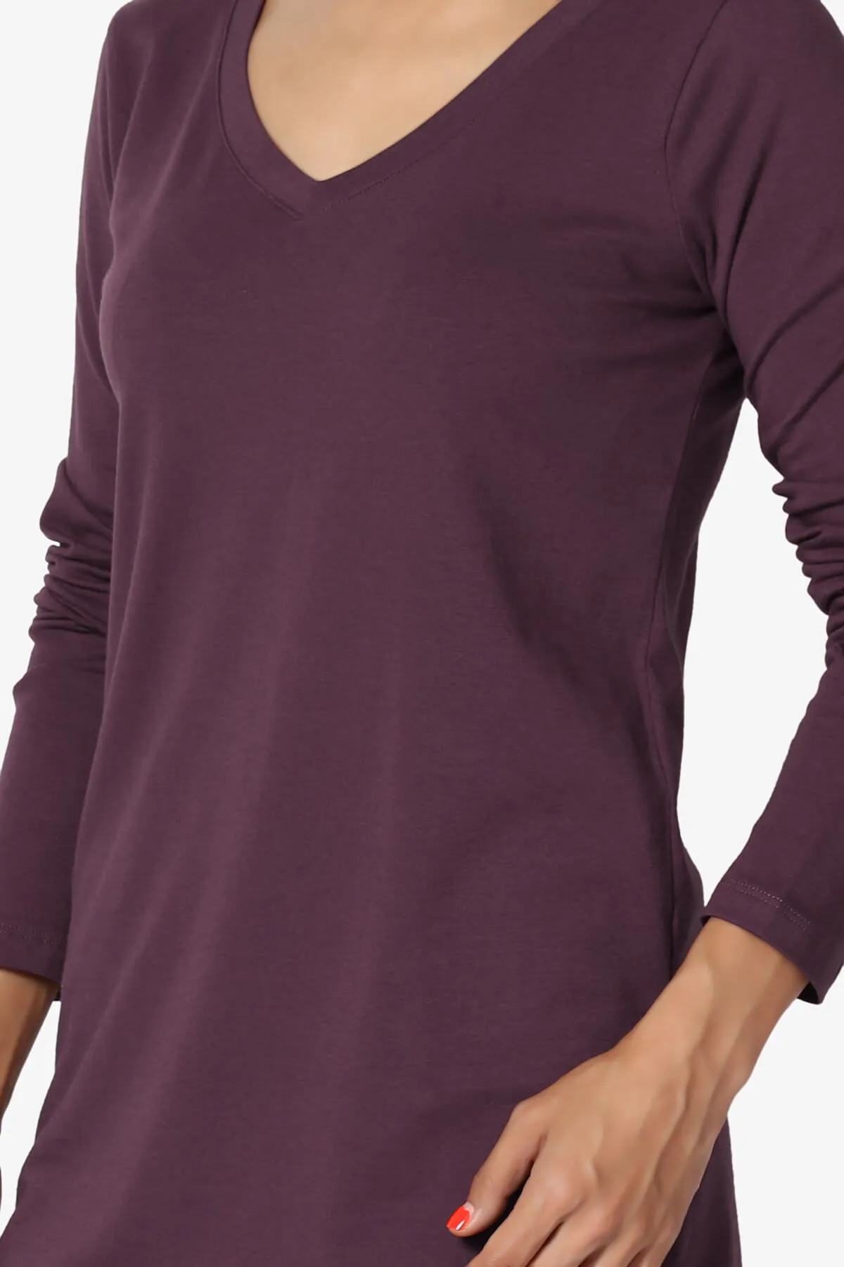 Lasso Cotton V-Neck Long Sleeve Tee PLUS