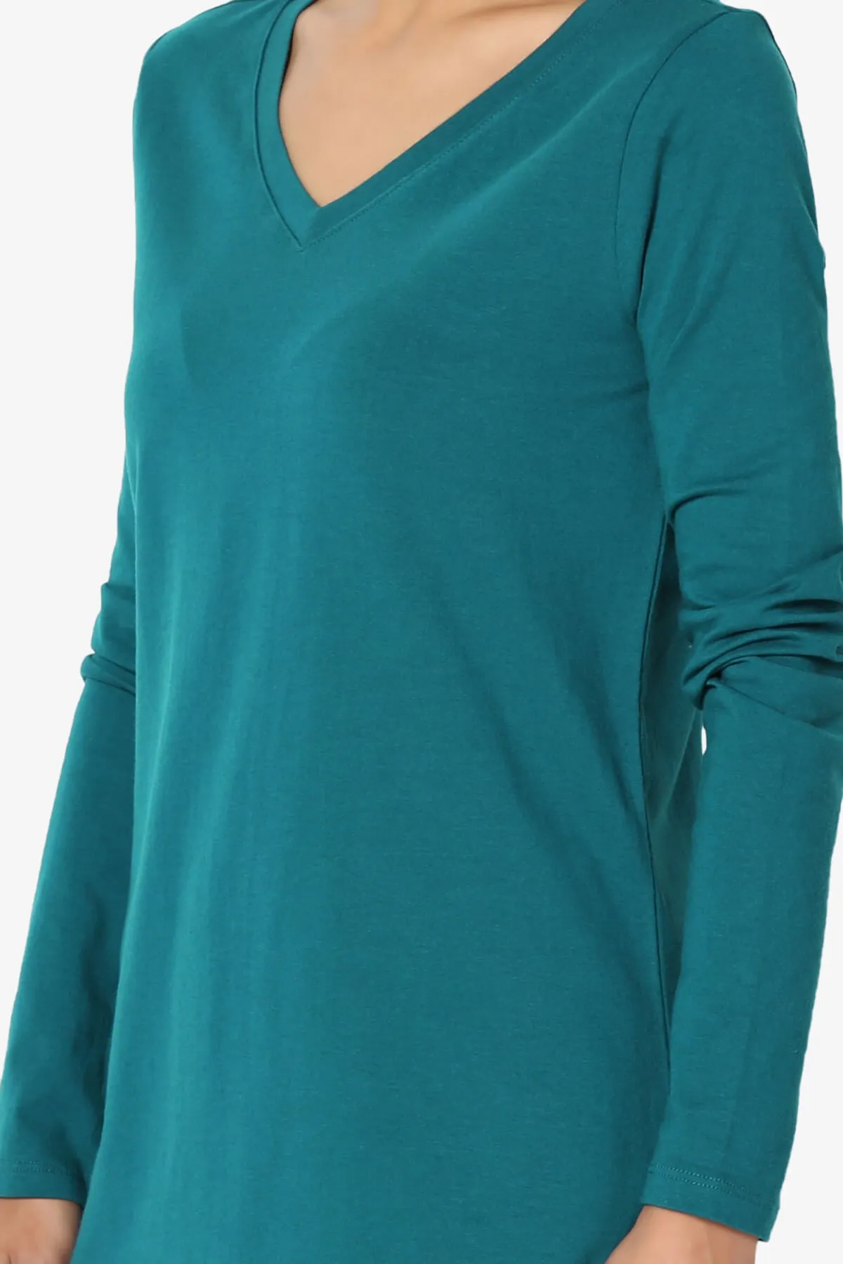 Lasso Cotton V-Neck Long Sleeve Tee PLUS