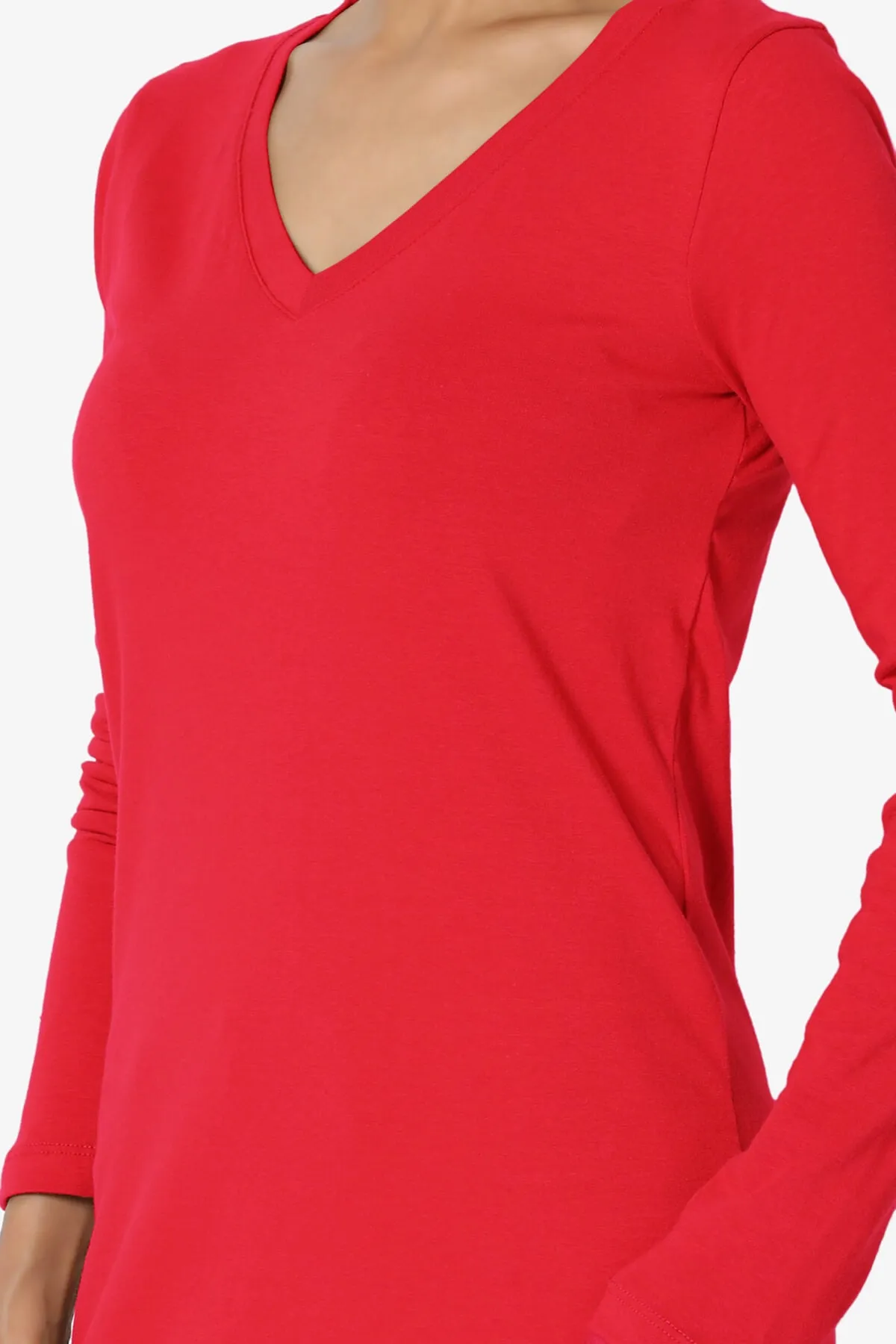Lasso Cotton V-Neck Long Sleeve Tee PLUS