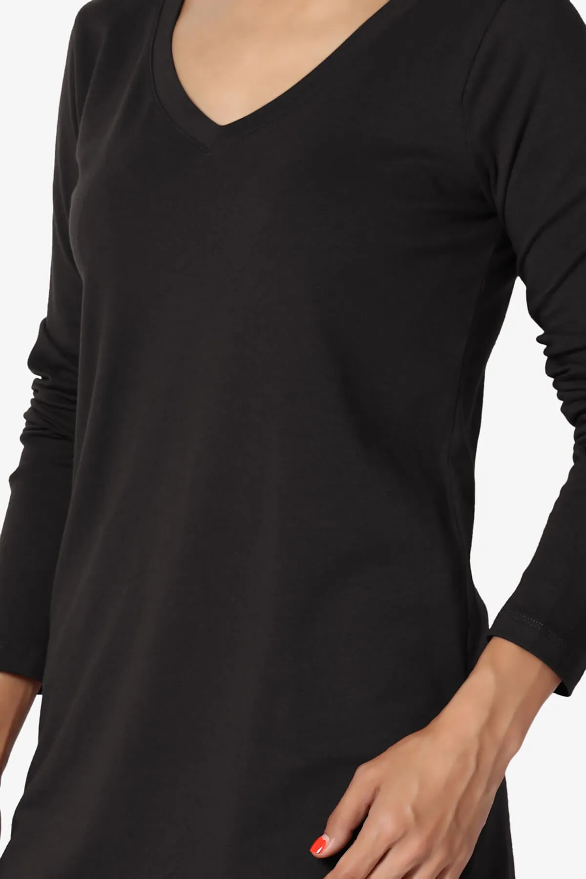 Lasso Cotton V-Neck Long Sleeve Tee PLUS