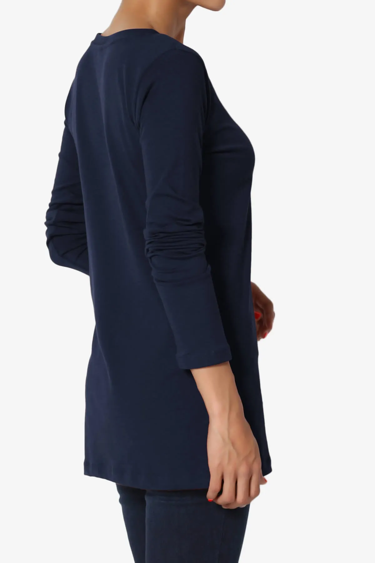 Lasso Cotton V-Neck Long Sleeve Tee PLUS