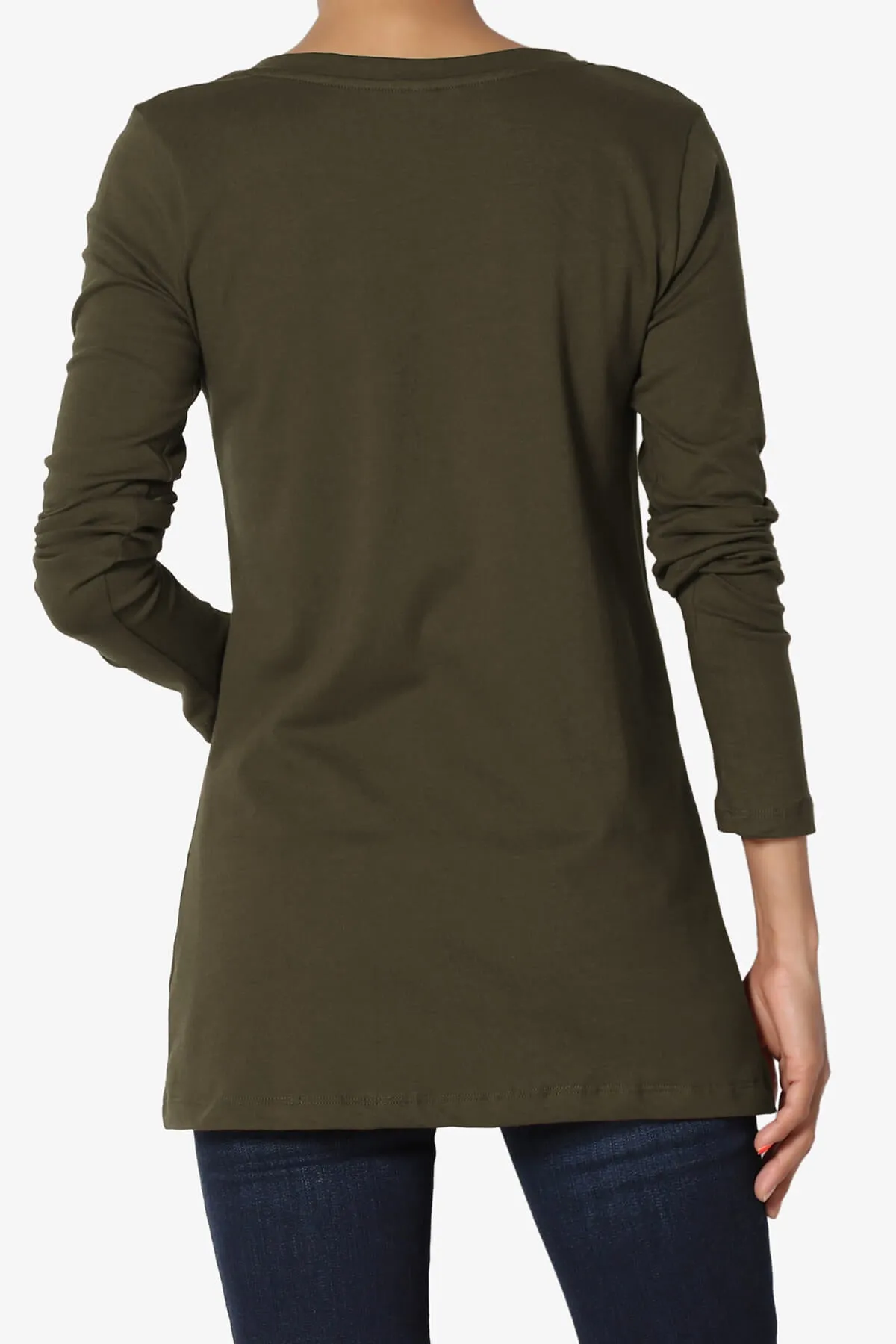 Lasso Cotton V-Neck Long Sleeve Tee PLUS