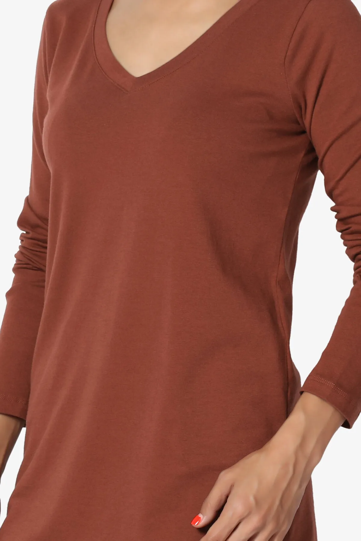 Lasso Cotton V-Neck Long Sleeve Tee PLUS