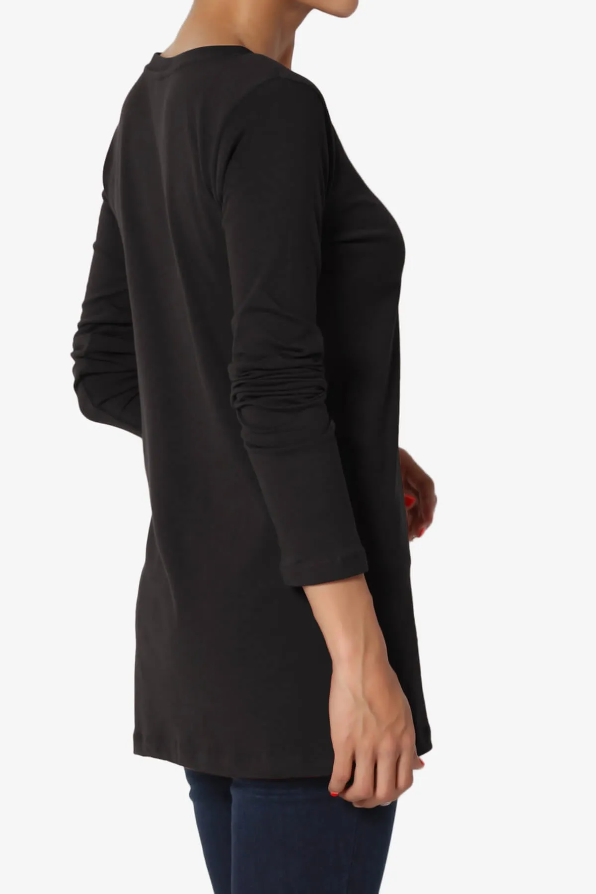 Lasso Cotton V-Neck Long Sleeve Tee PLUS