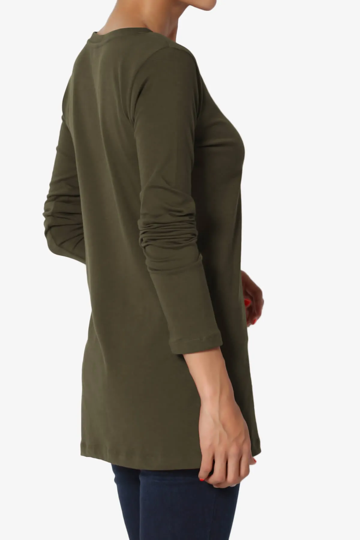 Lasso Cotton V-Neck Long Sleeve Tee PLUS