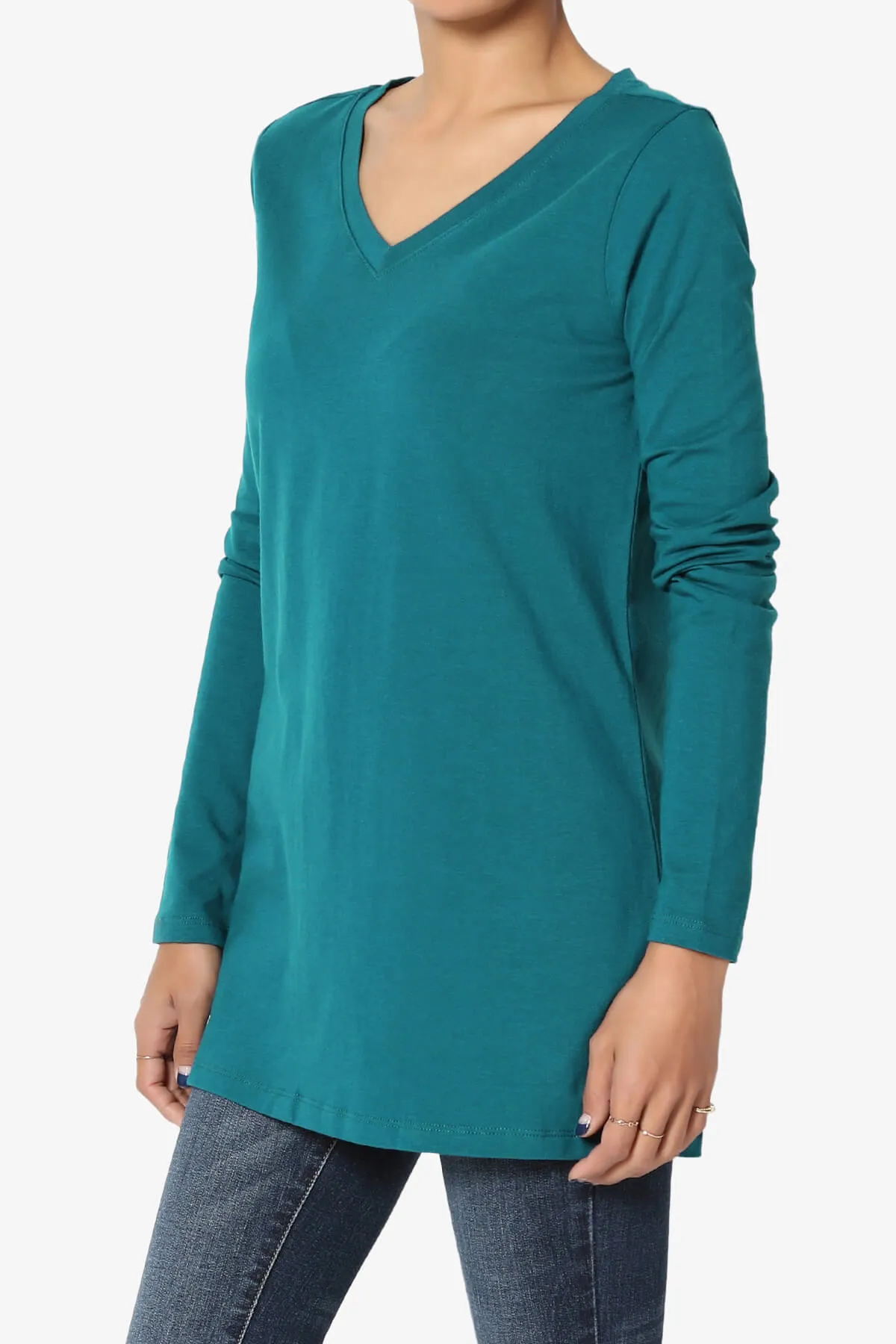 Lasso Cotton V-Neck Long Sleeve Tee PLUS