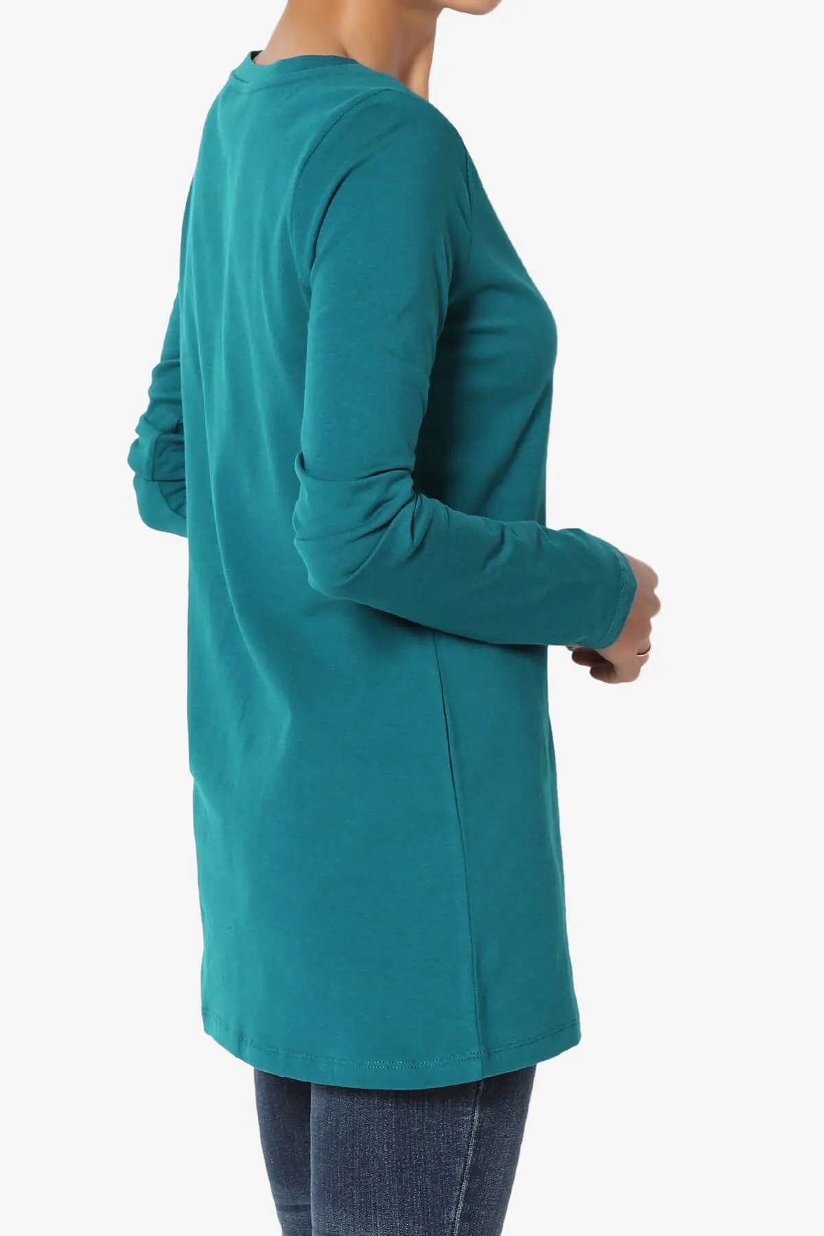 Lasso Cotton V-Neck Long Sleeve Tee PLUS