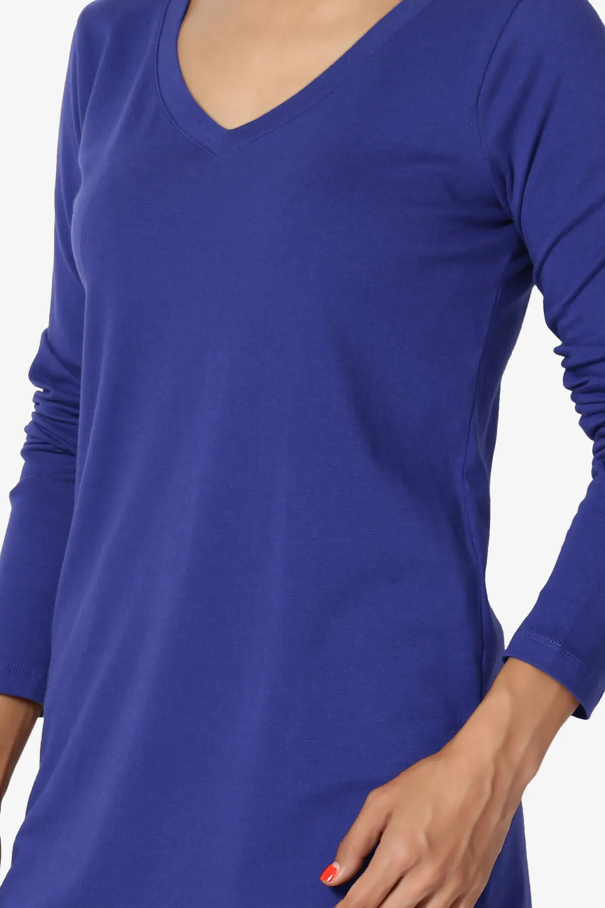 Lasso Cotton V-Neck Long Sleeve Tee PLUS