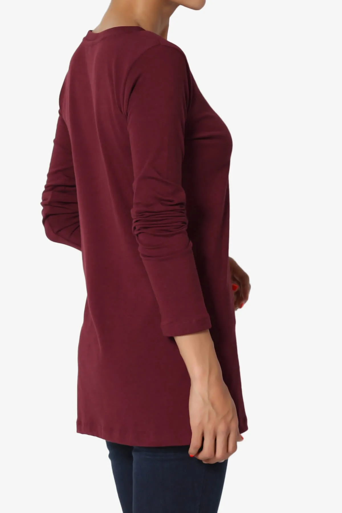 Lasso Cotton V-Neck Long Sleeve Tee PLUS