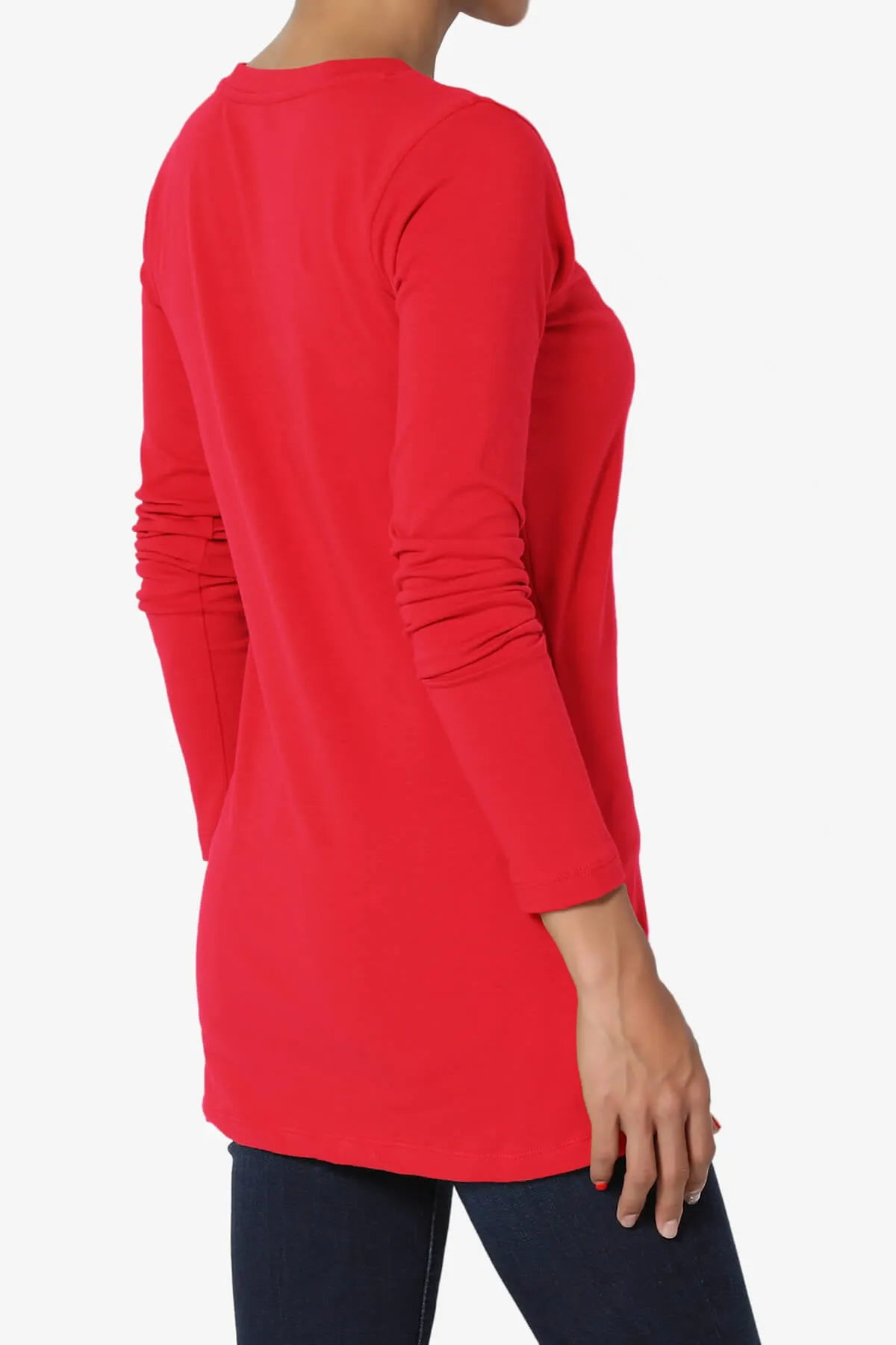Lasso Cotton V-Neck Long Sleeve Tee PLUS