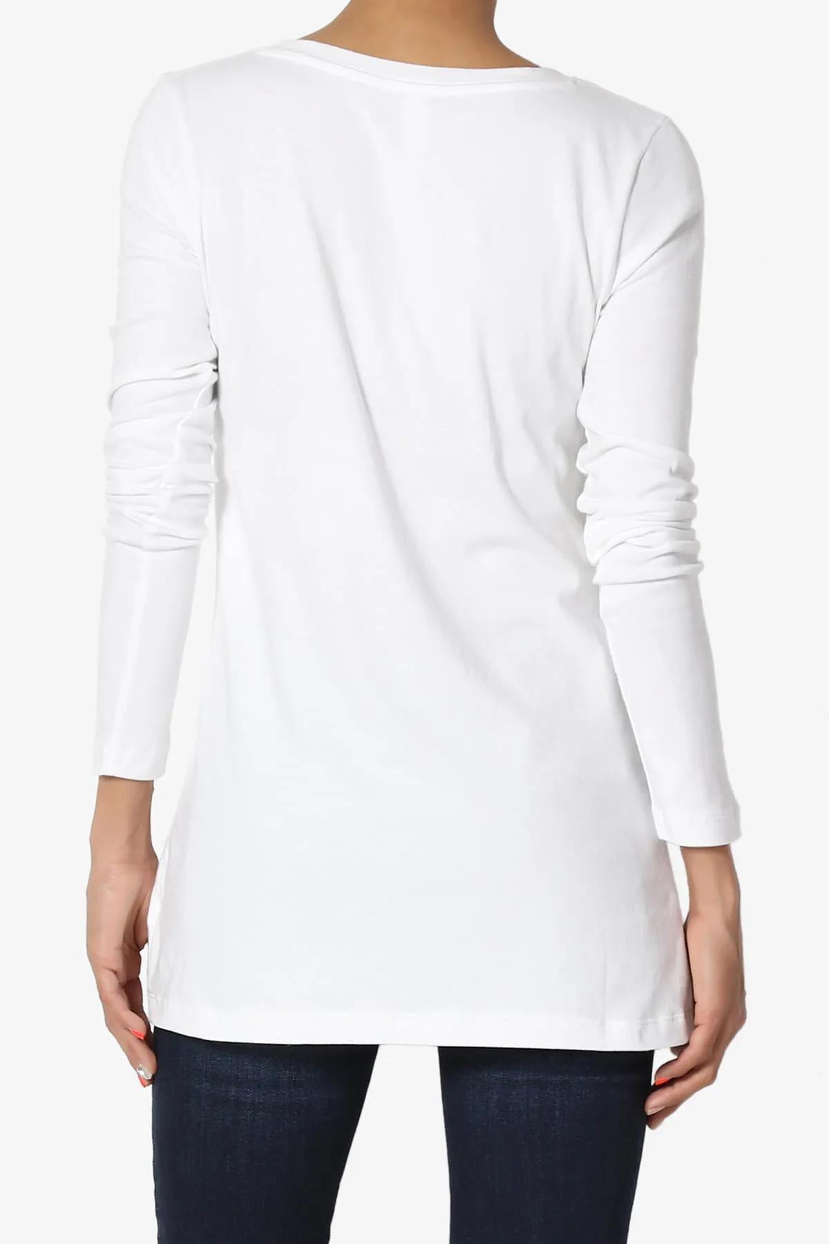 Lasso Cotton V-Neck Long Sleeve Tee PLUS