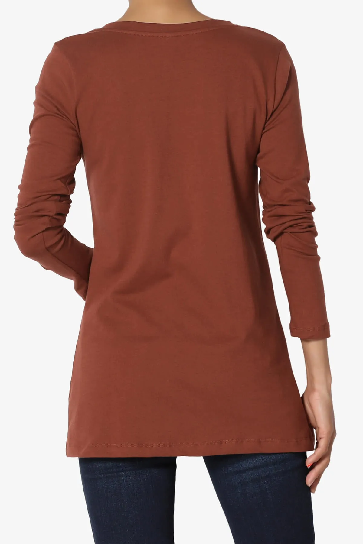 Lasso Cotton V-Neck Long Sleeve Tee PLUS