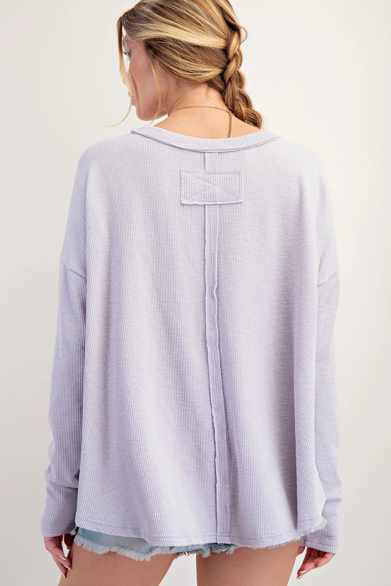 Lavender Love Patch Rib Knit Mineral Washed Easel Top 3/6/25 9684