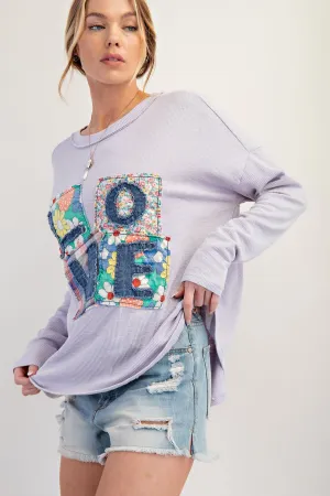 Lavender Love Patch Rib Knit Mineral Washed Easel Top 3/6/25 9684