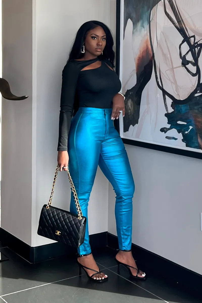 LET ME HOLD YOU BLUE METALLIC | PANTS
