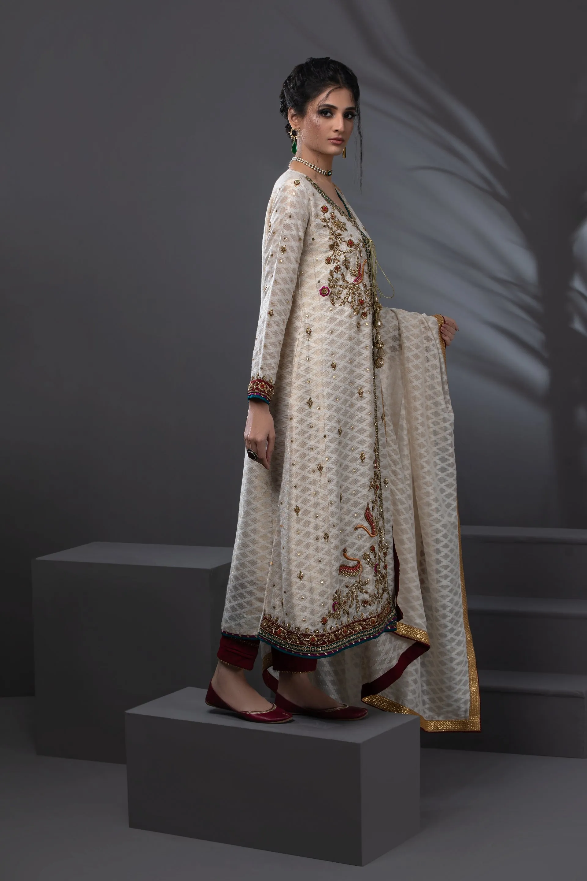 Lia Embroidered Shirt With Pants & Dupatta 3-Piece Stitched