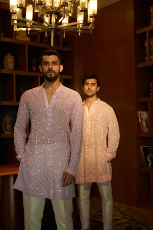 Lilac Chikankari Pearl Work Kurta