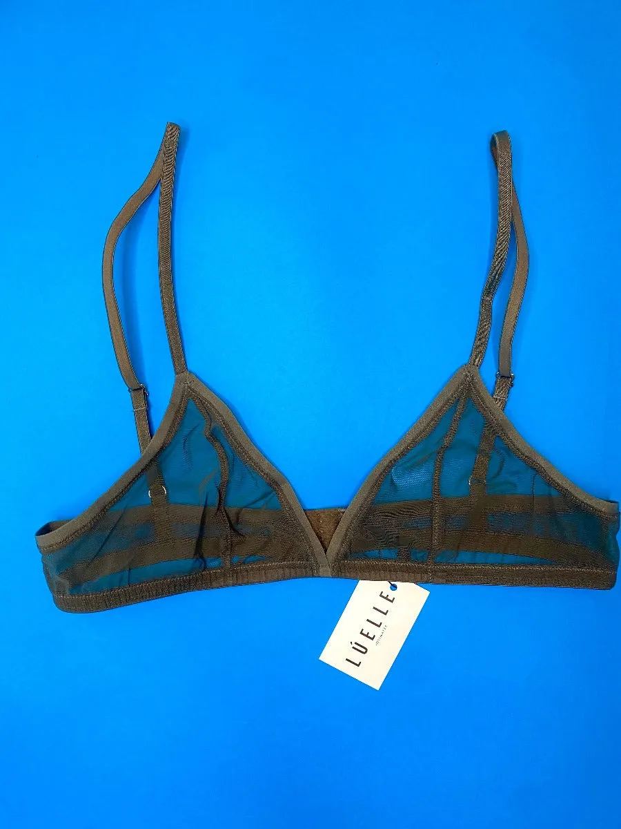 Luelle: Tibi Mesh Triangle Bralette - Smoke