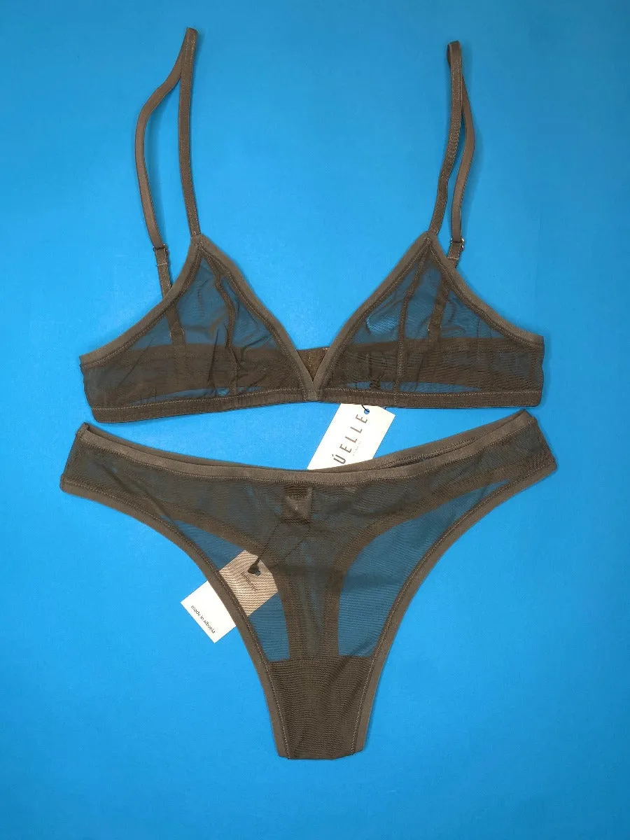 Luelle: Tibi Mesh Triangle Bralette - Smoke