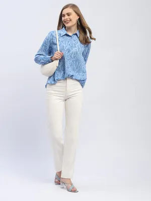 Madame Abstract Print Blue Regular Shirt