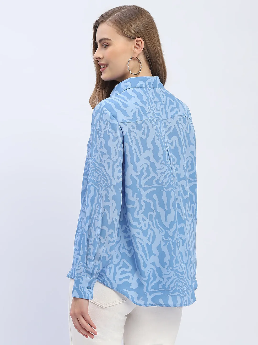 Madame Abstract Print Blue Regular Shirt