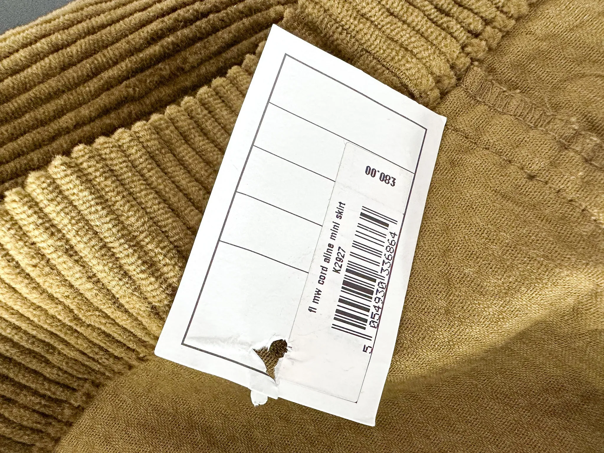 Madewell Corduroy Brown Autumnal Pocket Front A-Line Mini Skirt