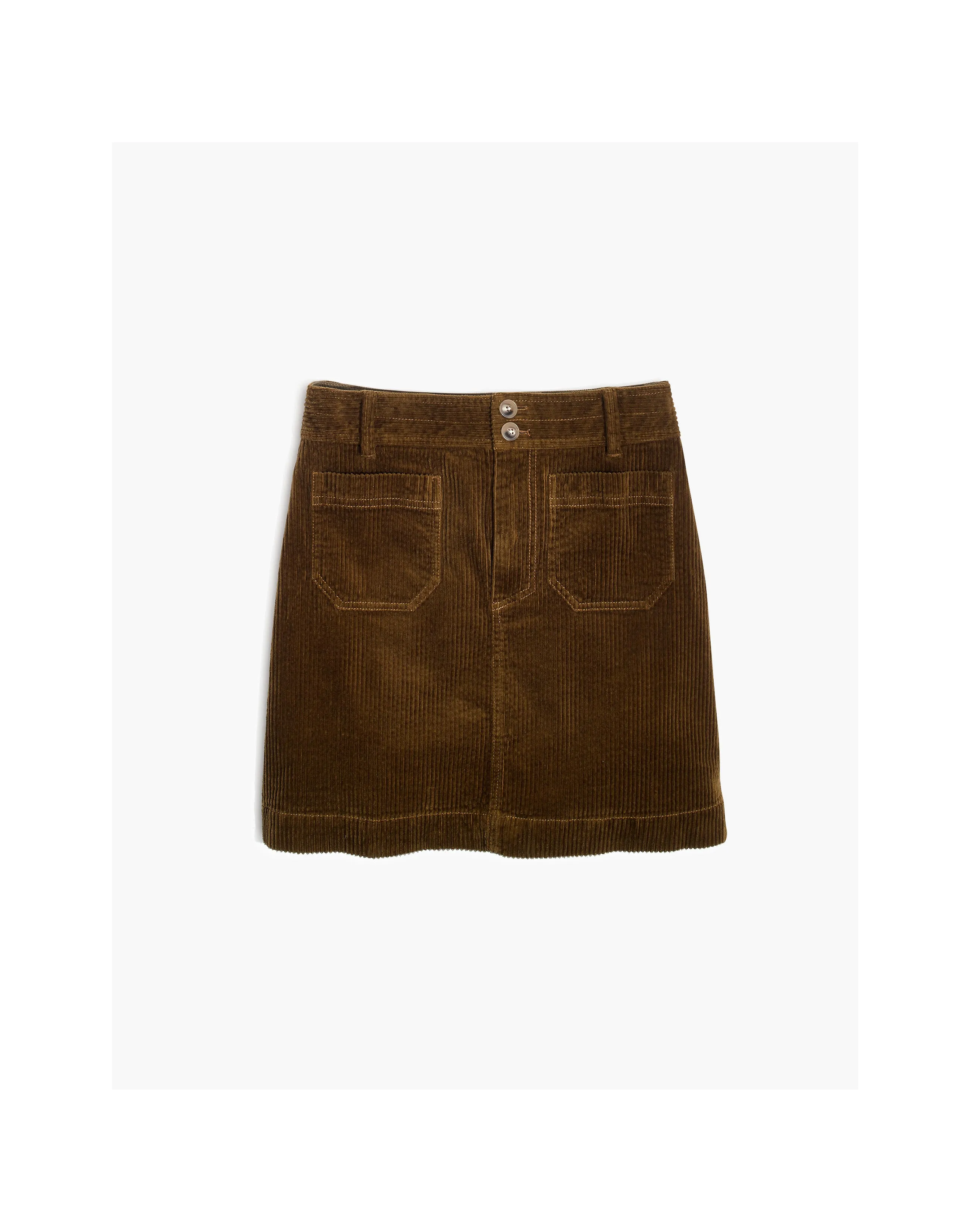 Madewell Corduroy Brown Autumnal Pocket Front A-Line Mini Skirt