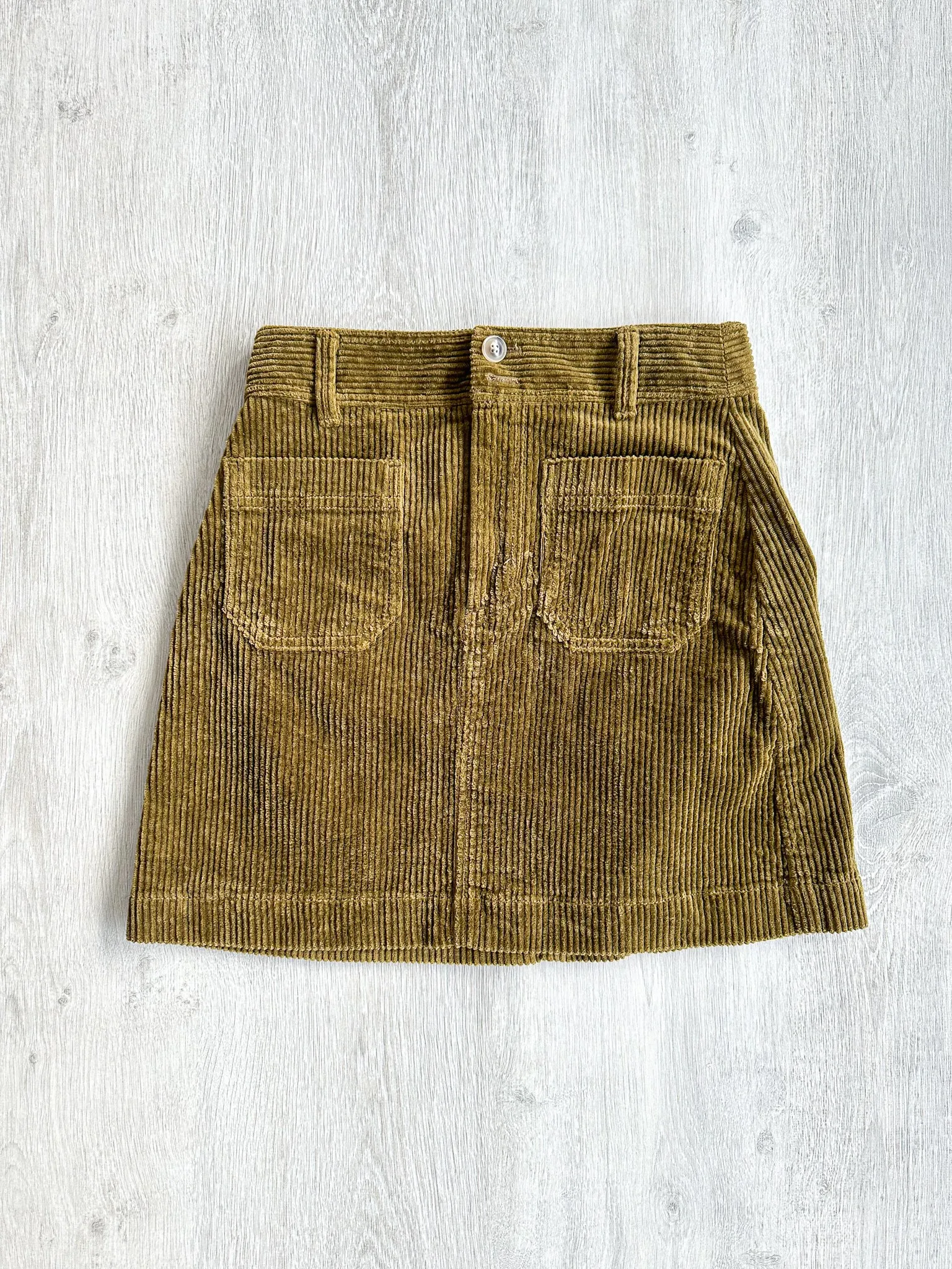 Madewell Corduroy Brown Autumnal Pocket Front A-Line Mini Skirt