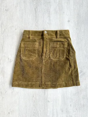 Madewell Corduroy Brown Autumnal Pocket Front A-Line Mini Skirt