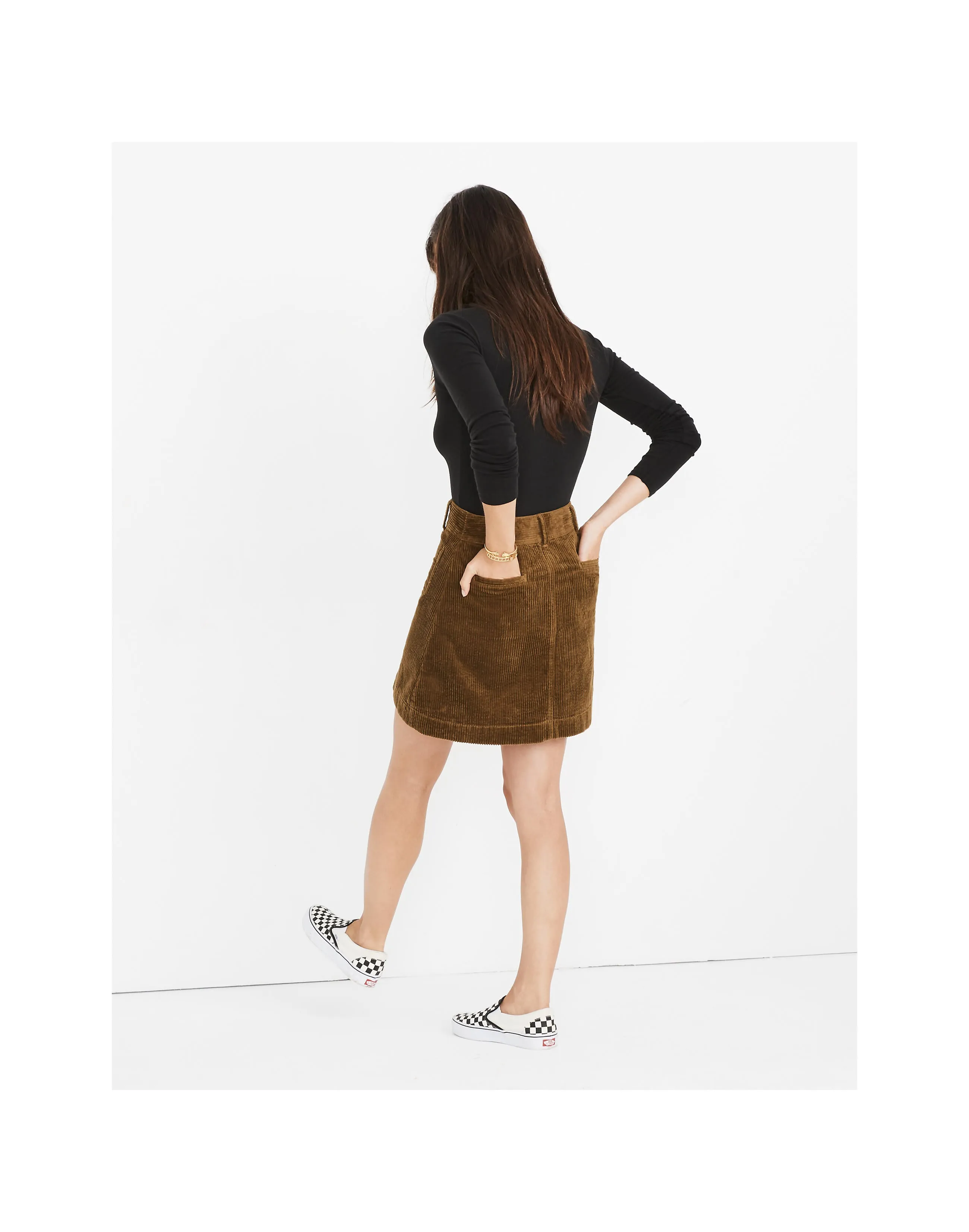 Madewell Corduroy Brown Autumnal Pocket Front A-Line Mini Skirt