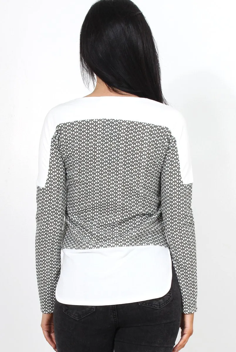 Mandie Khaki Panel Side Split Top