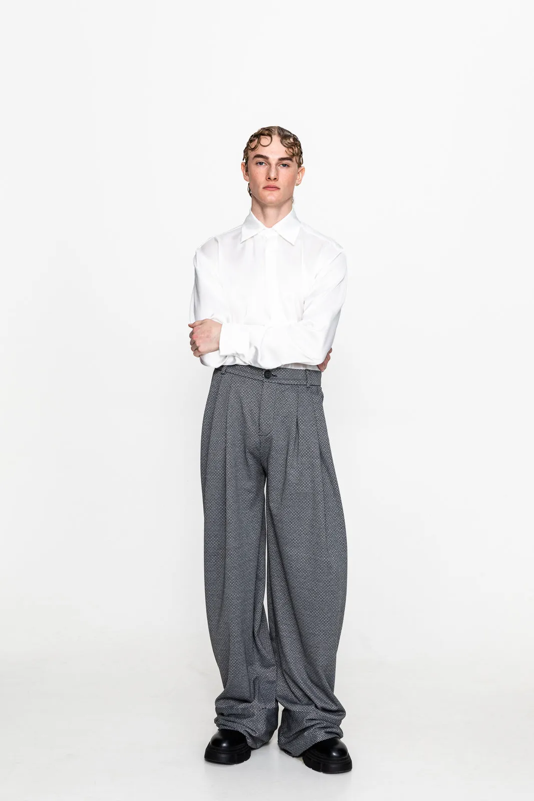 Massimo Pants Patterned Grey