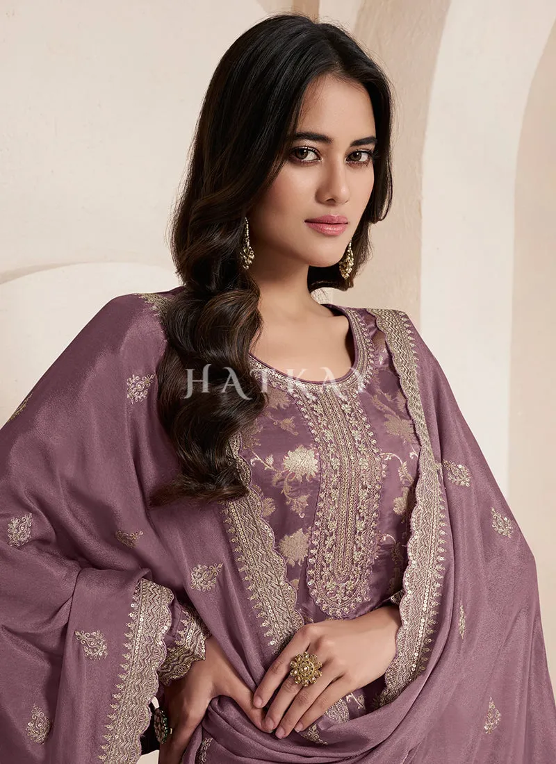 Mauve Purple Pakistani Style Suit