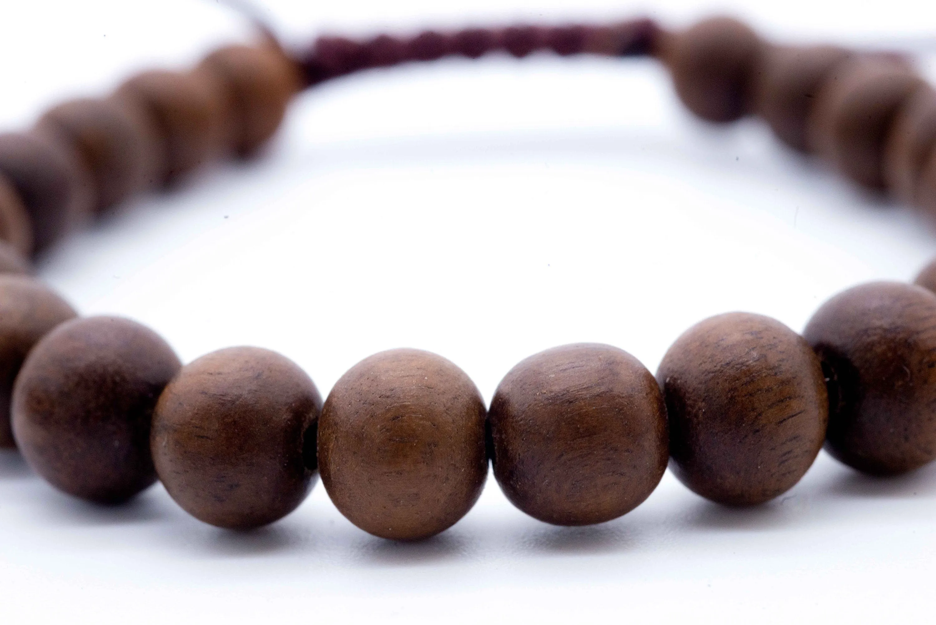 Men's Dark Wood Bead Corded Bracelet