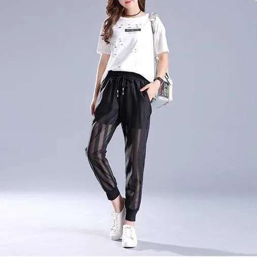Mesh Patchwork Pants