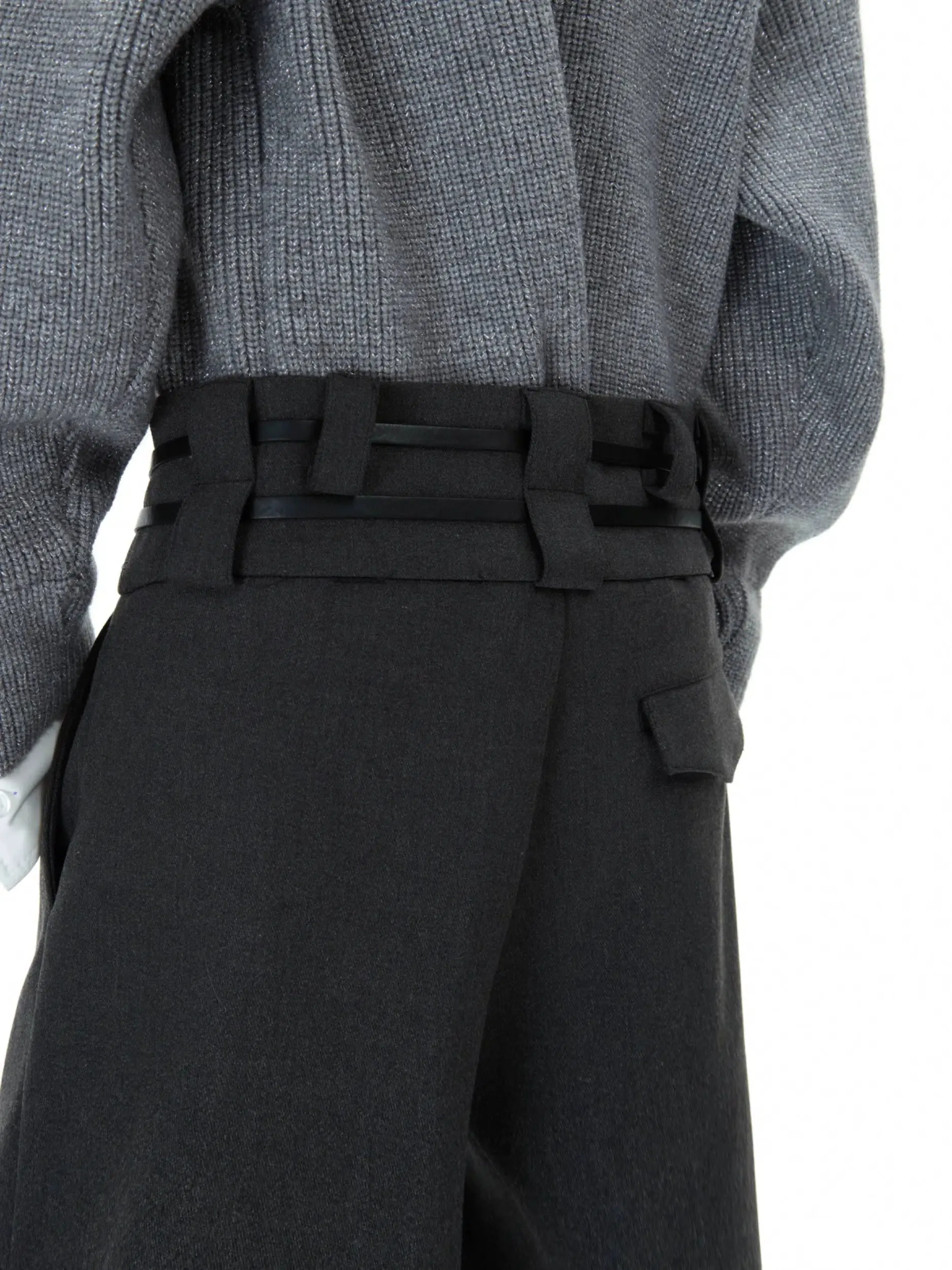 Metal Buckle Design Straight-leg Pants