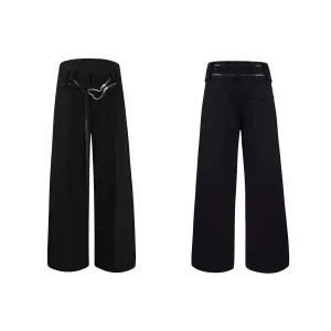 Metal Buckle Design Straight-leg Pants