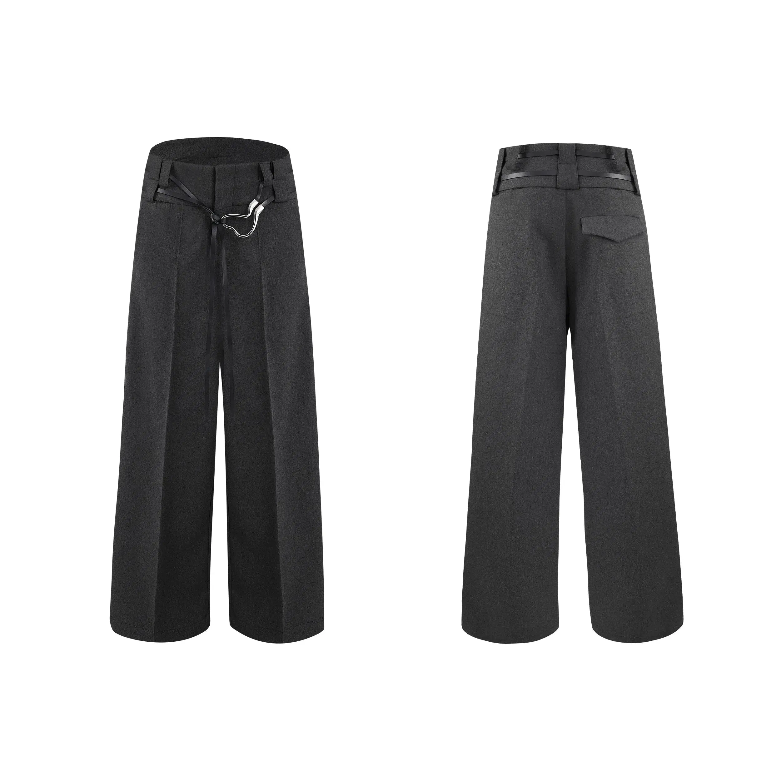 Metal Buckle Design Straight-leg Pants