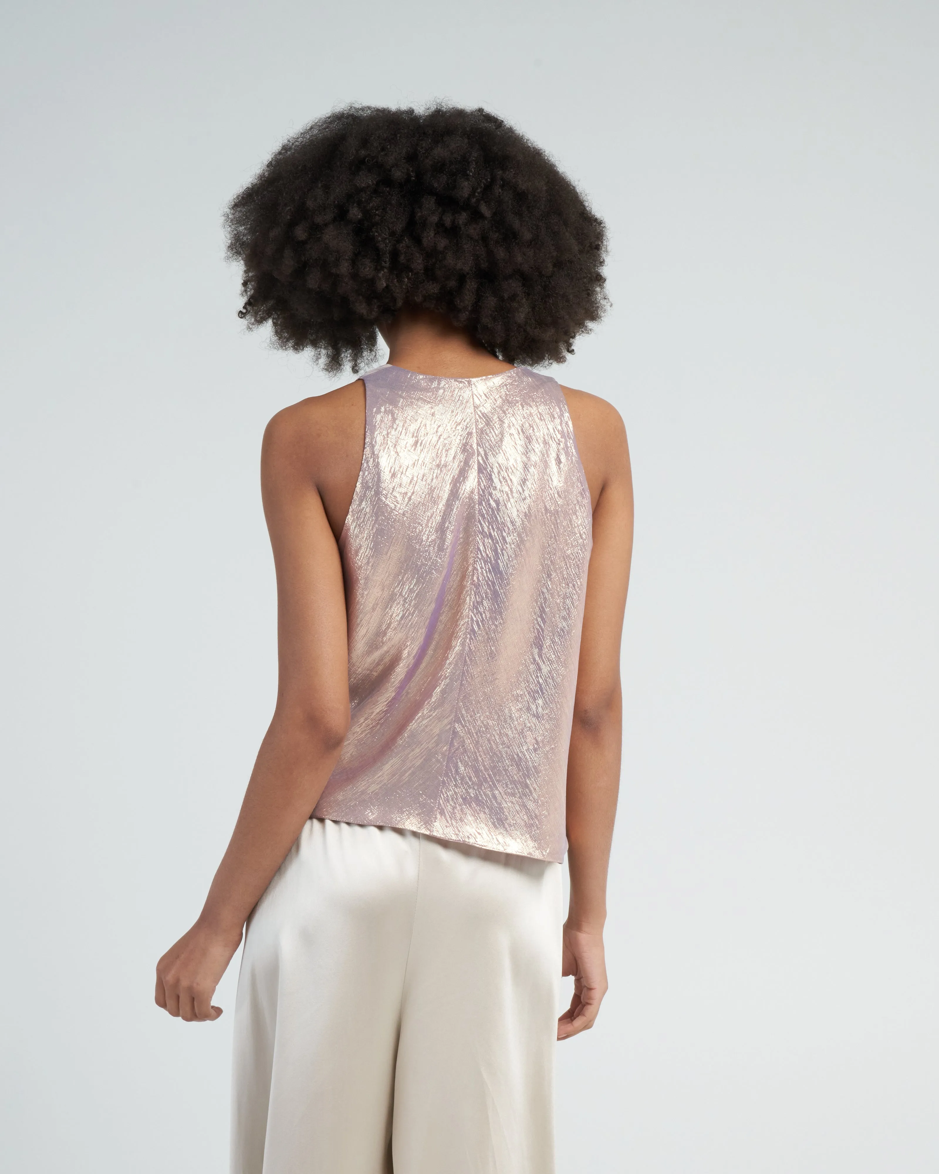 metallic chiffon hitide top - lilac